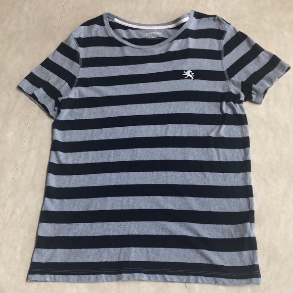 Express Other - Express Men's 100% Cotton Blue Striped Crew Neck Tee Short Sleeves Size M